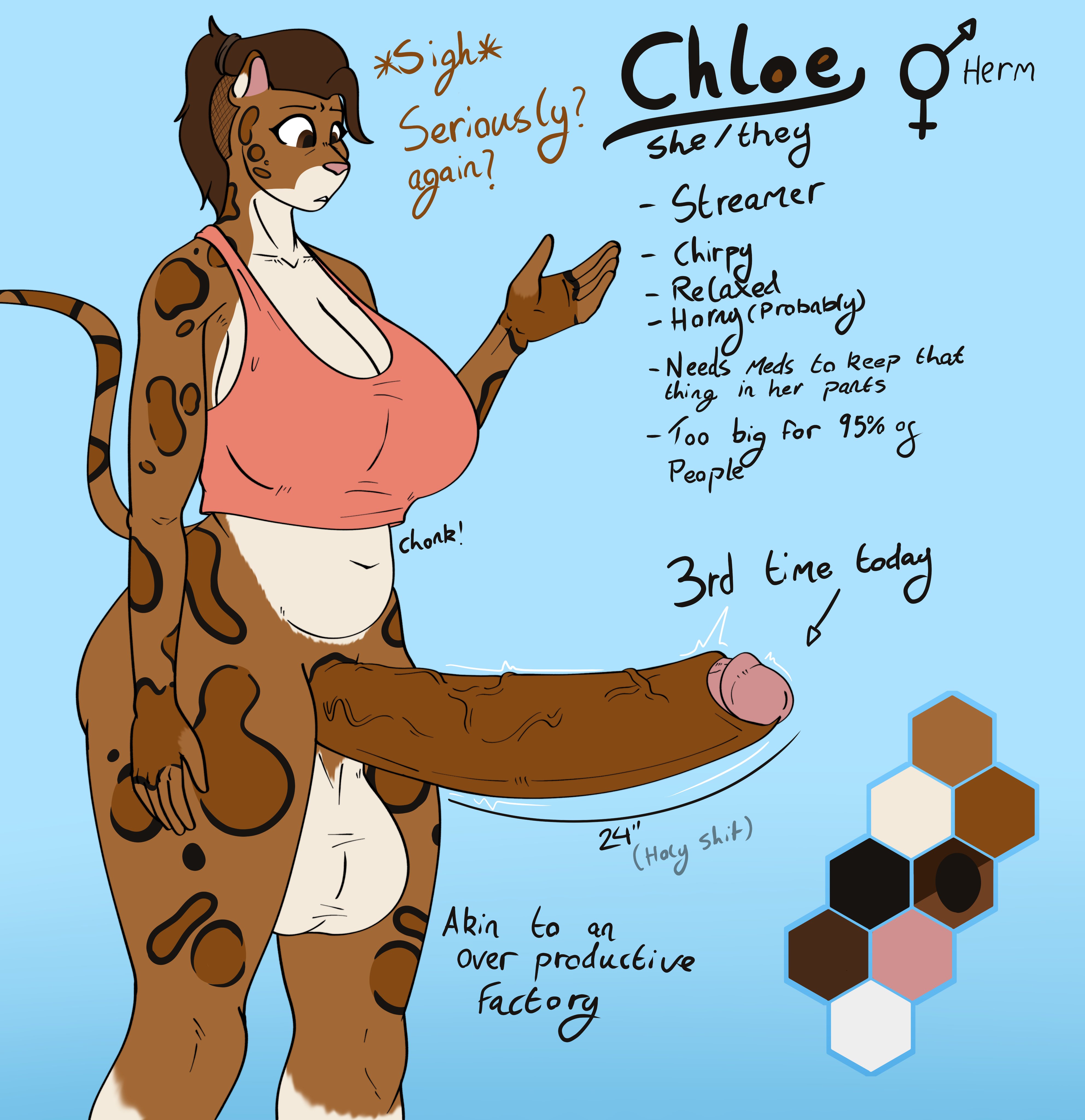 1futa, anthro, big breasts, big penis, big penis problems, bottomless, breasts, chloe (jigglephysics), clothed, clothing, erection, furry, futa only, futanari, huge breasts, huge cock, huge penis, inconvenient penis, intersex, jigglephysics, measurements, partially clothed, penis, persistent erection, solo, text, uncensored