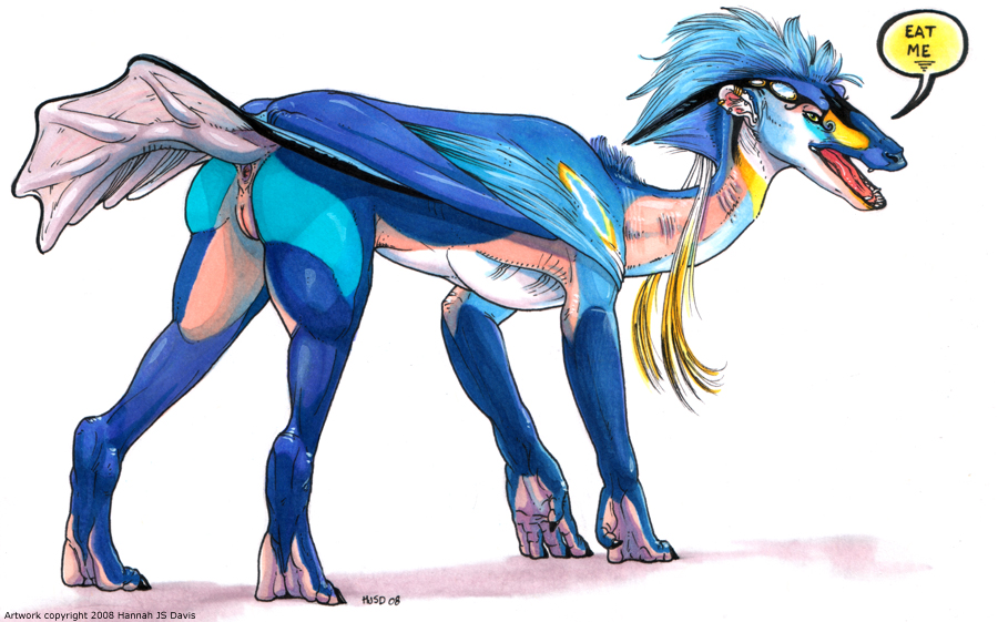 2008 ahkahna avian bird blue colors digitigrade dragon female heron hindpaw looking_at_viewer nude plump_labia pussy scalie skilt solo summerdragoness tail taschevah