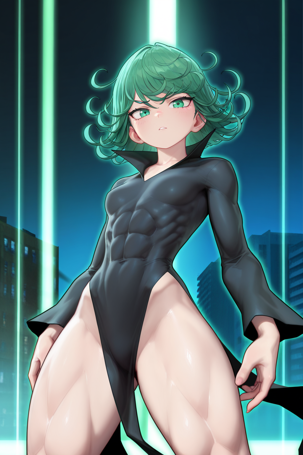 1girls ai_generated artist_request female female_only one-punch_man small_breasts solo tatsumaki tensor.art tensor_art toned toned_female