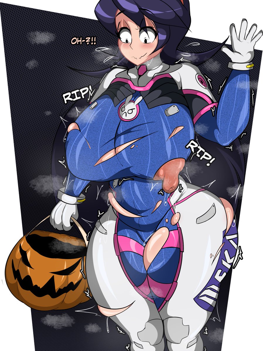 belly big_breasts big_nipples chubby cosplay d.va_(cosplay) fat fat_ass filia_(skullgirls) halloween halloween_costume leo_el_random nipples shorts skullgirls wet