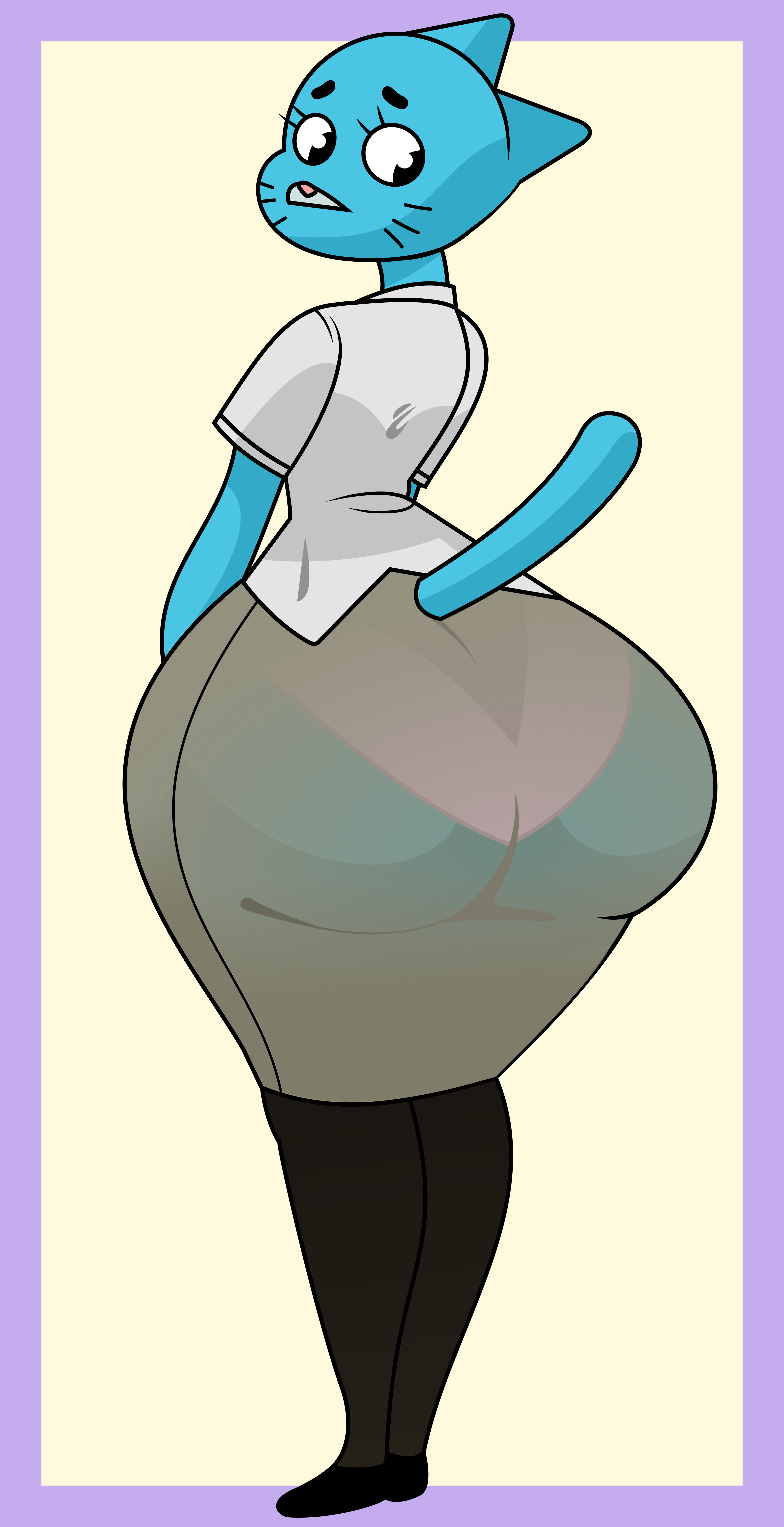 ass, big ass, big butt, cartoon network, female, furry, nicole watterson, panties visible through clothing, skirt, tail-blazer, the amazing world of gumball, translucent clothing, white panties
