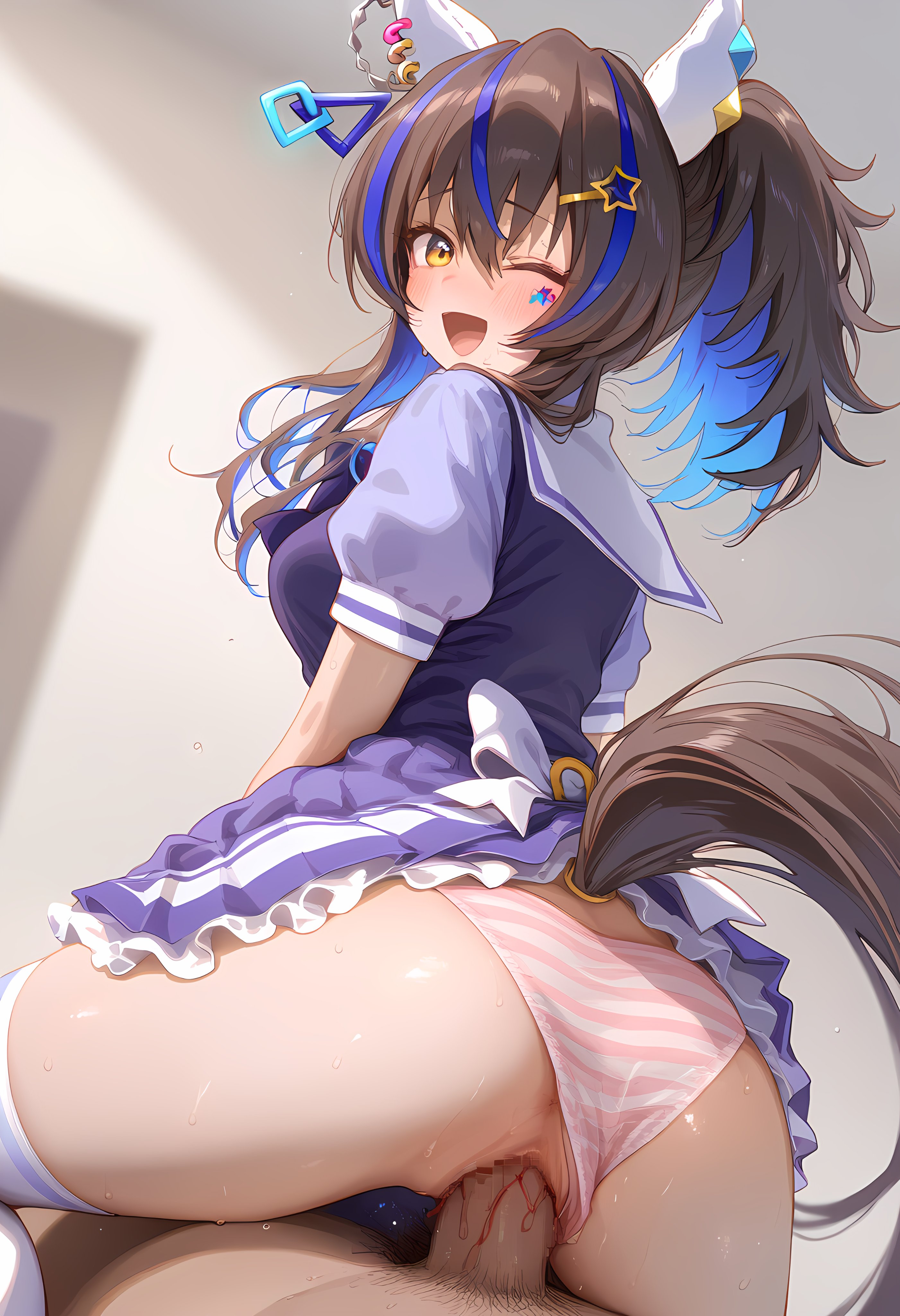 ai generated, bleeding from pussy, breasts, daitaku helios (umamusume), female, pussy, umamusume