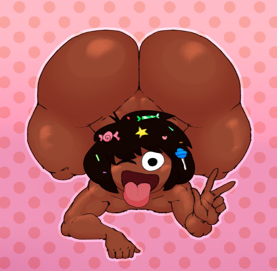 2025 big_ass choklit_(tasteofchoklit) emoji femboy front_view olozva peace_sign silly_face tasteofchoklit