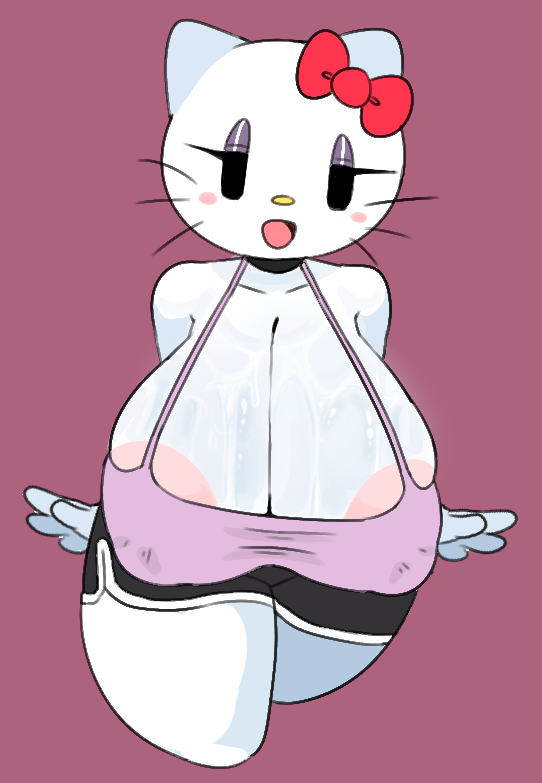 hello_kitty hello_kitty_(character) hello_kitty_(series) sanrio savagensfw shorts shortstack sweat sweatdrop sweating sweaty tank_top white_body white_fur