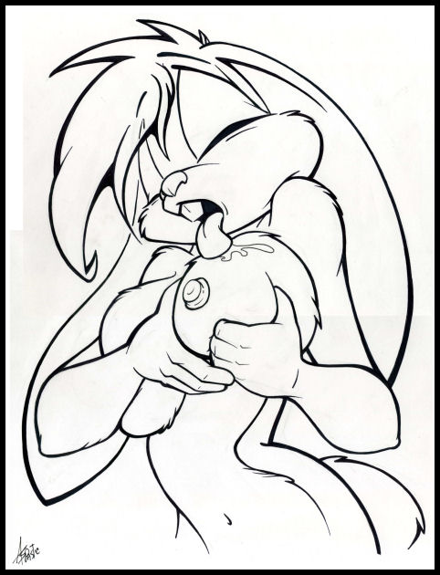 alex_spastic anthro black_and_white breast_lick breasts female fur furry lagomorph licking monochrome rabbit solo tongue