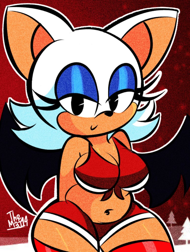 anthro anthro_female anthro_only breasts christmas diego_mejia furry furry_female furry_only mobian_(species) rouge_the_bat