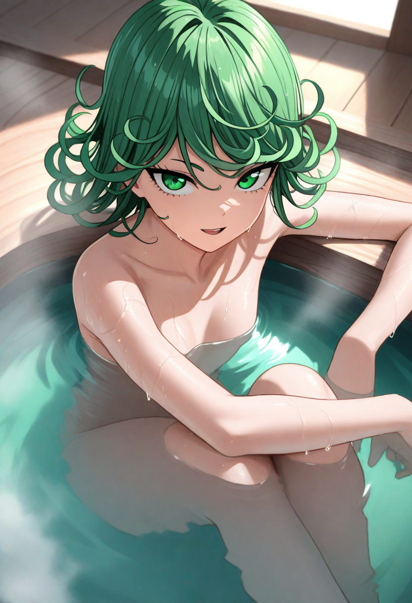 ai_generated bath bathing nipples nude one-punch_man small_breasts tatsumaki tensor.art tensor_art uncensored water wet