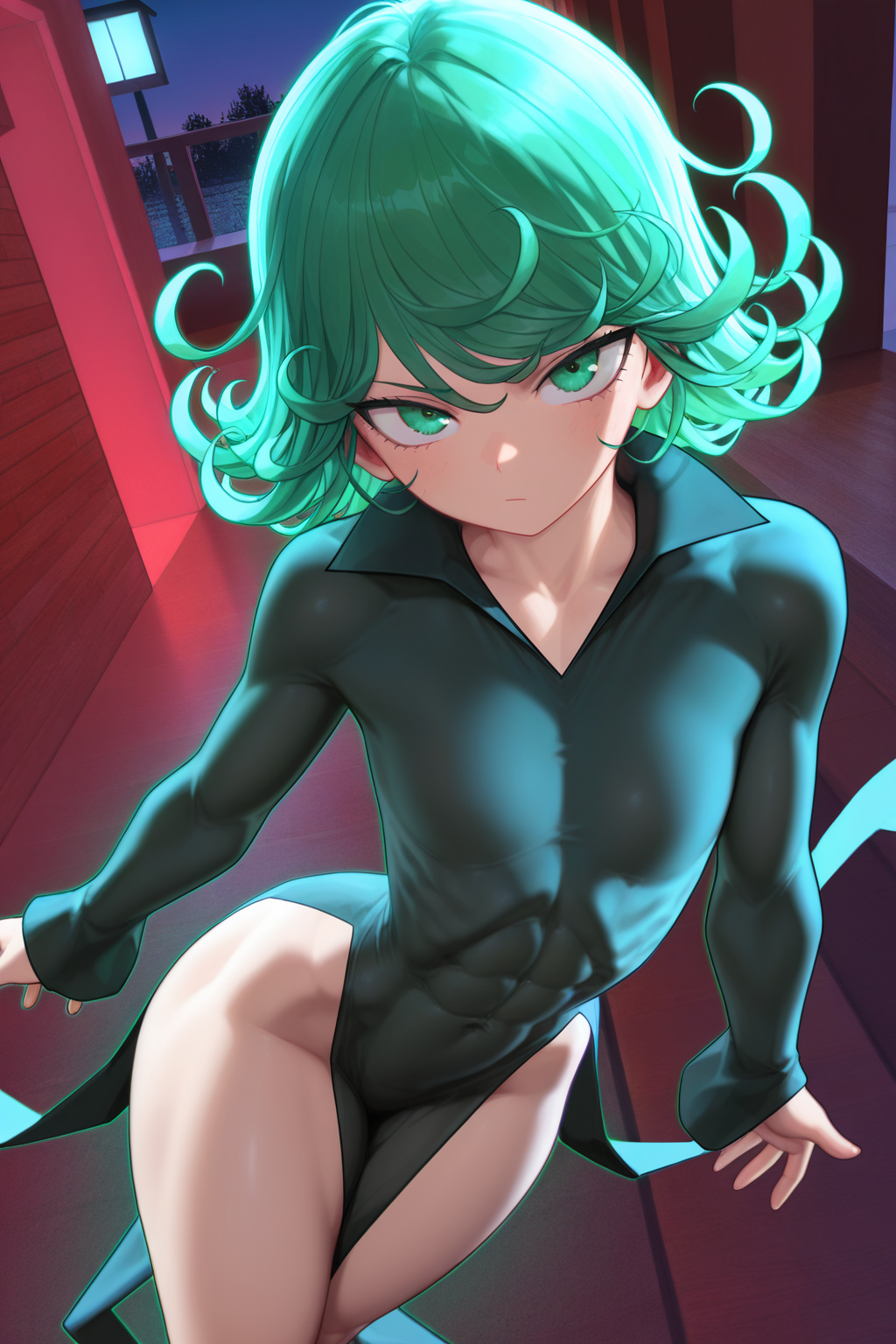 1girls ai_generated artist_request female female_only one-punch_man small_breasts solo tatsumaki tensor.art tensor_art toned toned_female