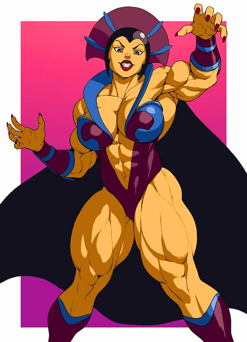 big_breasts big_muscles breasts evil-lyn masters_of_the_universe muscular_female pokkuti tagme thick_thighs wide_hips