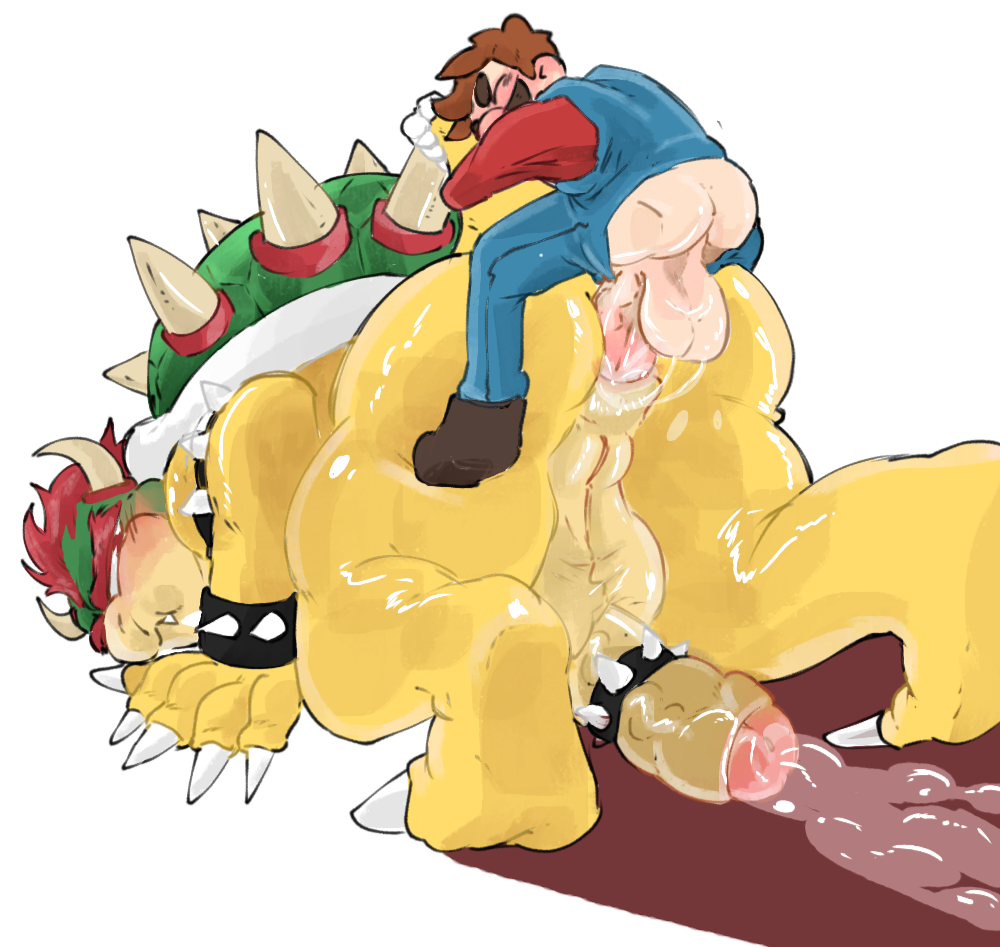 2boys anal anthro anus_juice big_ass big_balls big_butt big_penis bowser cock-tail cock_ring doggy_style gay gay_sex huge_cock human_only humanoid_genitalia humanoid_penis larger_male male/male male_only mario mario_(series) penetration penis_size_difference precum raburesu_ size_difference small_dom_big_sub smaller_male tail_grab