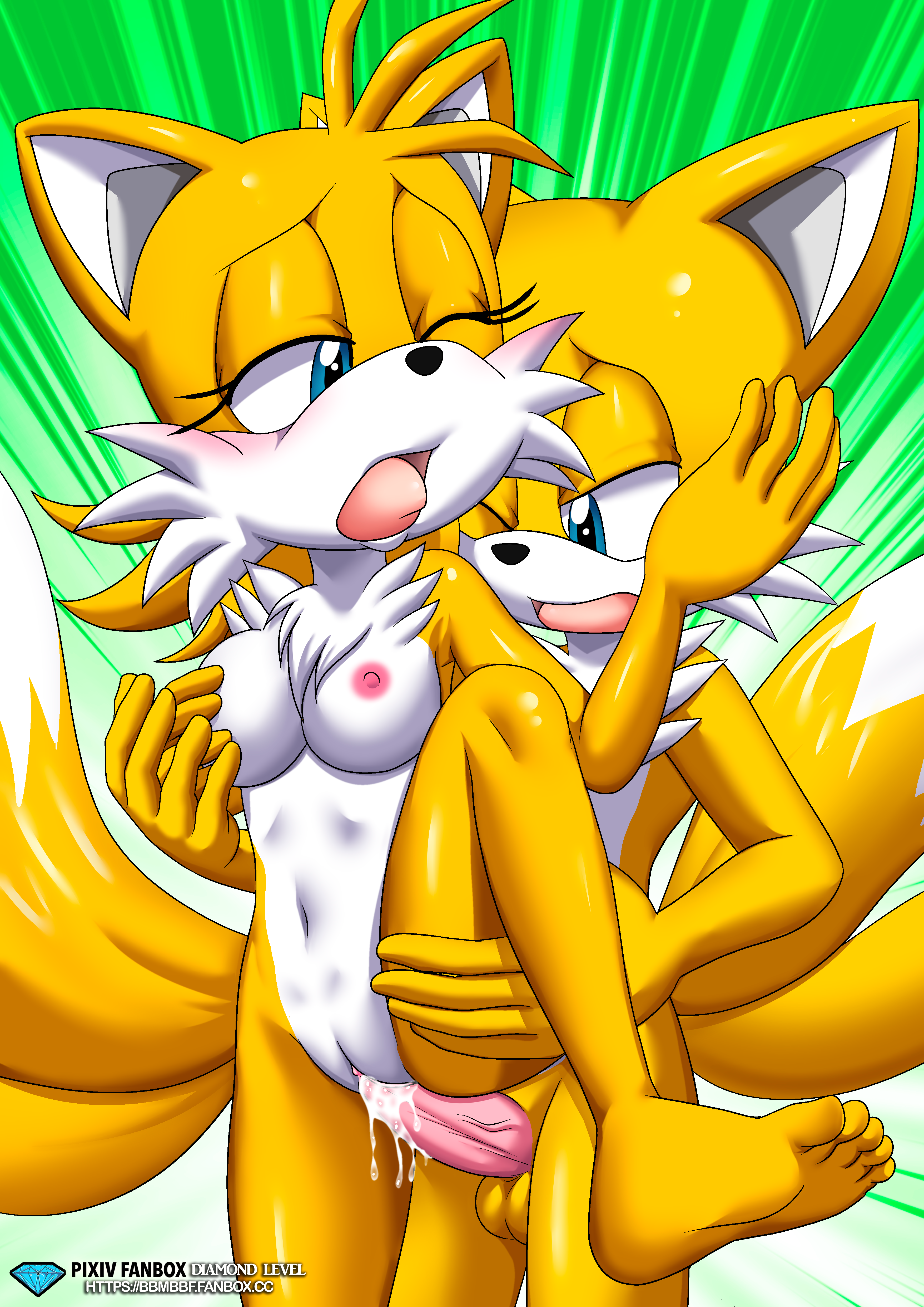 anthro, bbmbbf, canine, diamond level, female, fox, from behind, from behind position, furry, furry only, genderswap, male, mobius unleashed, mtf transformation, palcomix, pietros secret club, rule 63, selfcest, sonic (series), sonic the hedgehog (series), tails, tails the fox, tailsko, transformation, yellow fur