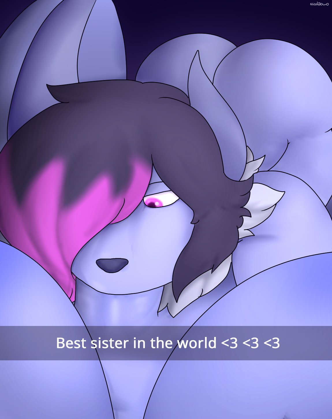 2futas, abby (nicolaowo), absol, anthro, ass, big ass, big breasts, blowjob, breasts, bubble ass, bubble butt, completely nude, english text, faceless, faceless character, faceless futa, fellatio, futa on futa, futa only, futa pov, futanari, high-angle view, huge ass, implied futa, incest, intersex, naisha (nicolaowo), nicolaowo, nude, nude futa, oral, oral sex, pokémon (species), pokemon, pokemon (species), pov, purple skin, purple-skinned futa, sex, siblings, sisters, snapchat, solo focus, text