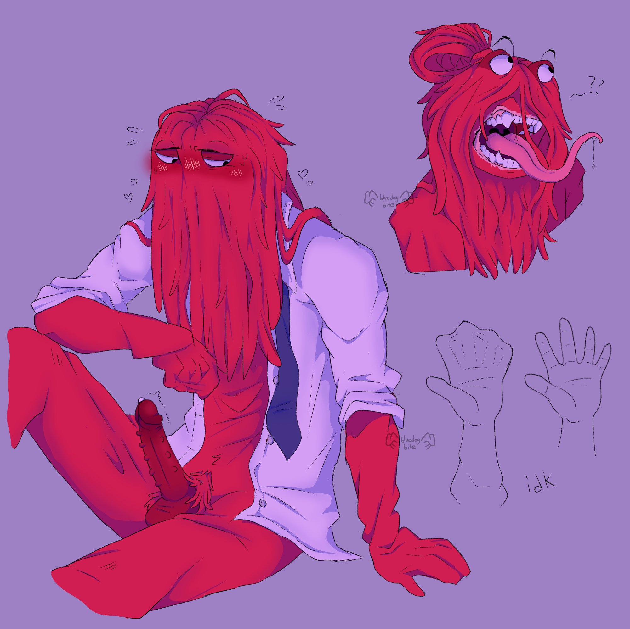 bluedog bite, dont hug me im scared, male, male only, penis, red guy (dhmis), solo, solo male