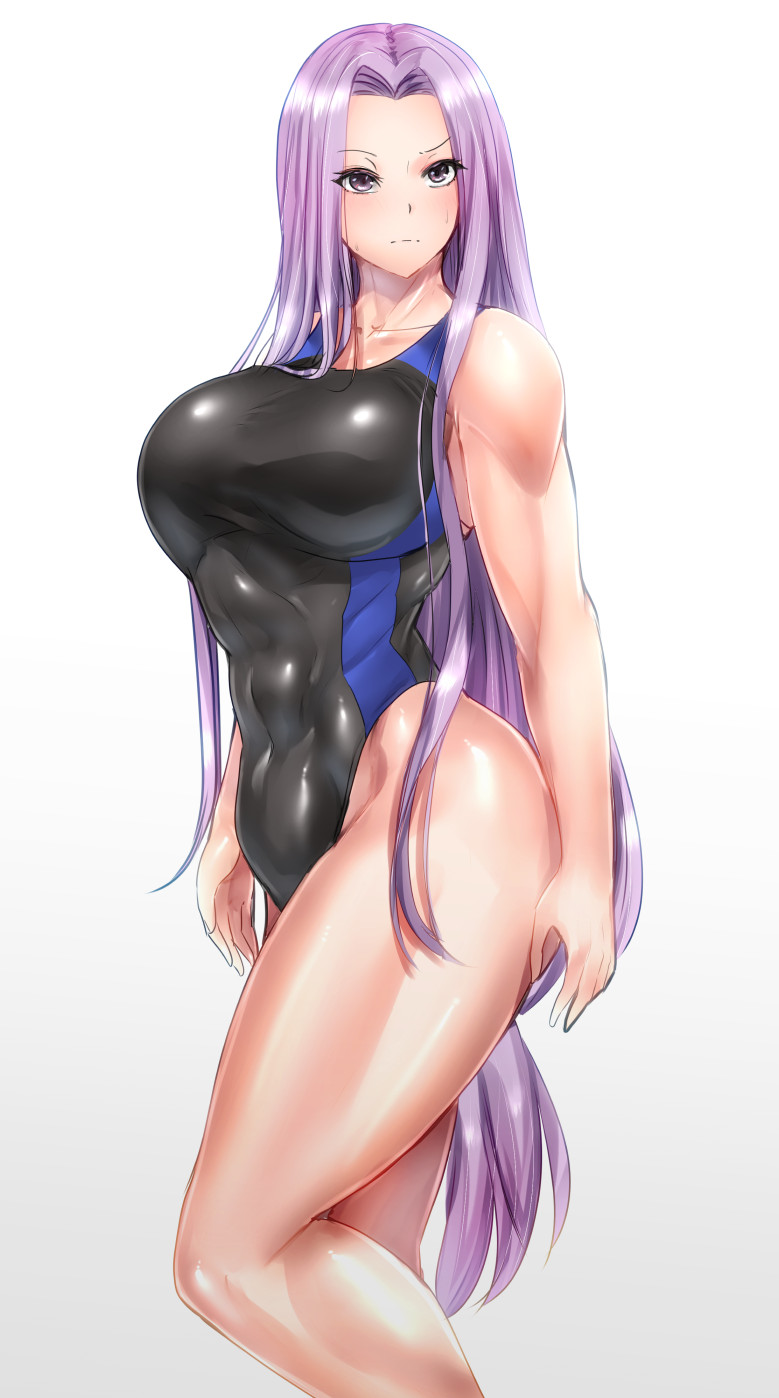 1girls arms_down belly big_breasts big_thighs black_swimsuit black_swimwear blue_swimsuit blue_swimwear breasts closed_mouth confused confused_look confusion eyebrow_raise fate/grand_order fate/stay_night fate_(series) female female_focus female_only fit fit_female hands_down legs legs_crossed light-skinned_female light_skin long_hair long_legs looking_at_viewer looking_to_the_side medusa_(fate) mouth_closed muscle_tone musclegut muscles muscular muscular_thighs plump_breasts plump_thighs pose posing pov purple_eyes purple_hair raised_eyebrow raised_eyebrows shiny shiny_clothes simple_background skin_tight sole_female solo_female solo_focus standing stomach sweat sweatdrop swim_suit swimsuit swimwear tall_female taller_female taller_girl thick_thighs thighs thighs_together tight_clothing tight_fit toned toned_body toned_female toned_stomach turning_head very_long_hair white_background