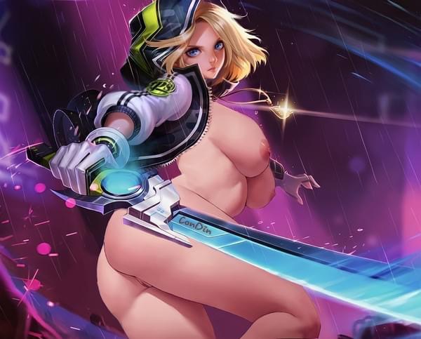 aov arena_of_valor big_breasts breasts butterfly_(arena_of_valor) hoodie large_breasts nude_filter pussy yellow_hair