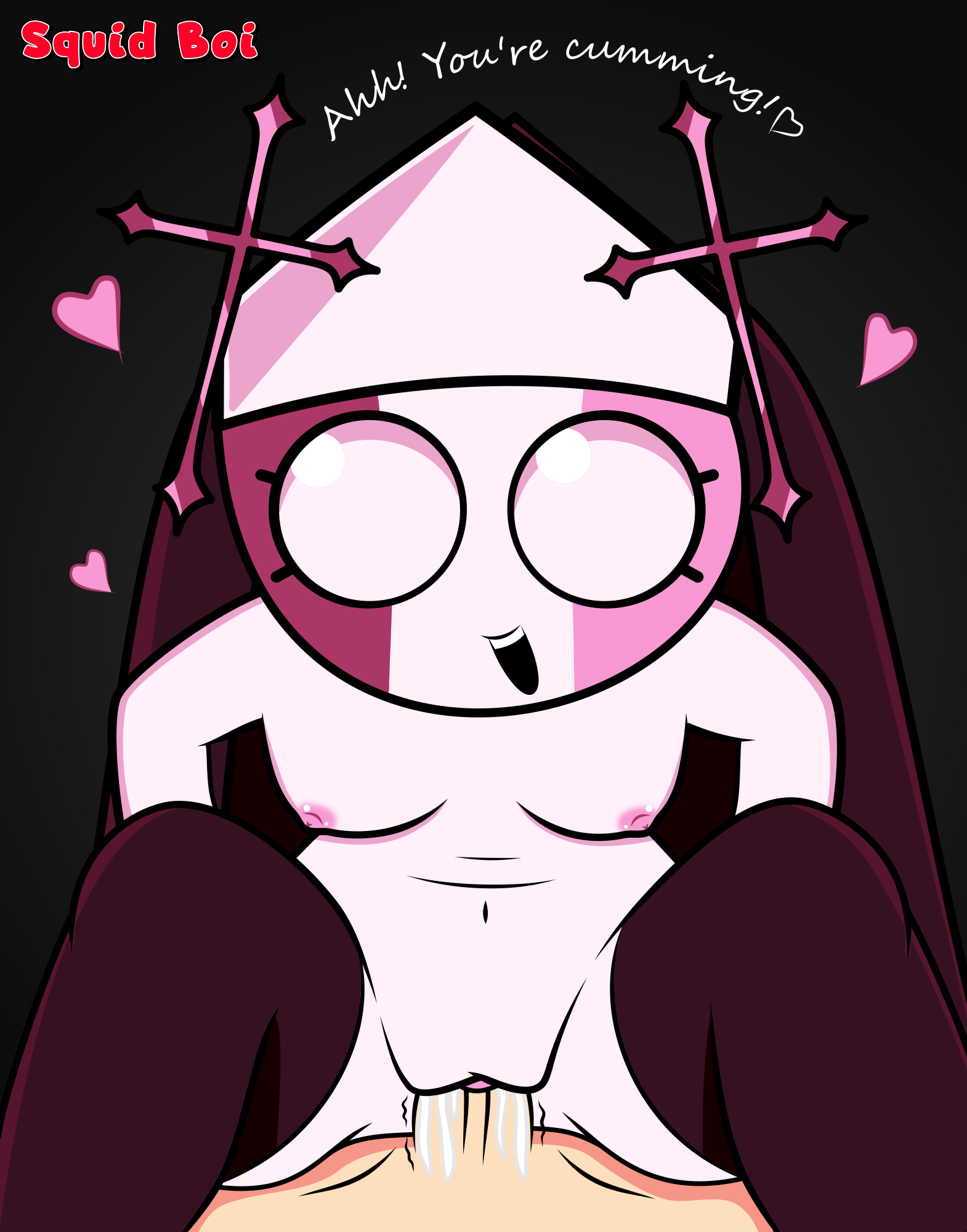1boy, 1girls, black legwear, breasts, cowgirl position, cum, cum in pussy, cum inside, female, friday night funkin, friday night funkin mod, legwear, male, nun hat, penetration, penis, pink nipples, pink skin, pov, pussy, riding, sarvente (dokki.doodlez), sex, small breasts, thighhighs, vagina, vaginal penetration, white eyes