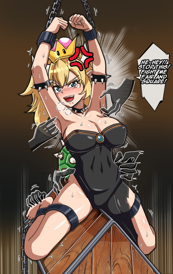 1girls angry angry_sub arms_up asking_to_stop bad_end banagherlinks begging begging_for_mercy begging_to_stop black_leotard blonde_hair blue_eyes bondage bound bowsette breasts captured captured_villainess chains collar crying crying_with_eyes_open defeated defeated_villainess dialogue domination dungeon english_text enslaved_royal femsub fighting forced forced_presentation forced_submission frustrated horns humiliation kidnapped large_breasts legs_tied leotard mario_(series) new_super_mario_bros._u_deluxe nintendo ponytail prisoner punishment rape resisting royalty scared sex_slave slave slavegirl spiked_collar struggling super_crown tears text tickle_torture tickling tickling_armpits tickling_feet torture trembling turtle_shell unwilling wooden_horse worried wrist_cuffs