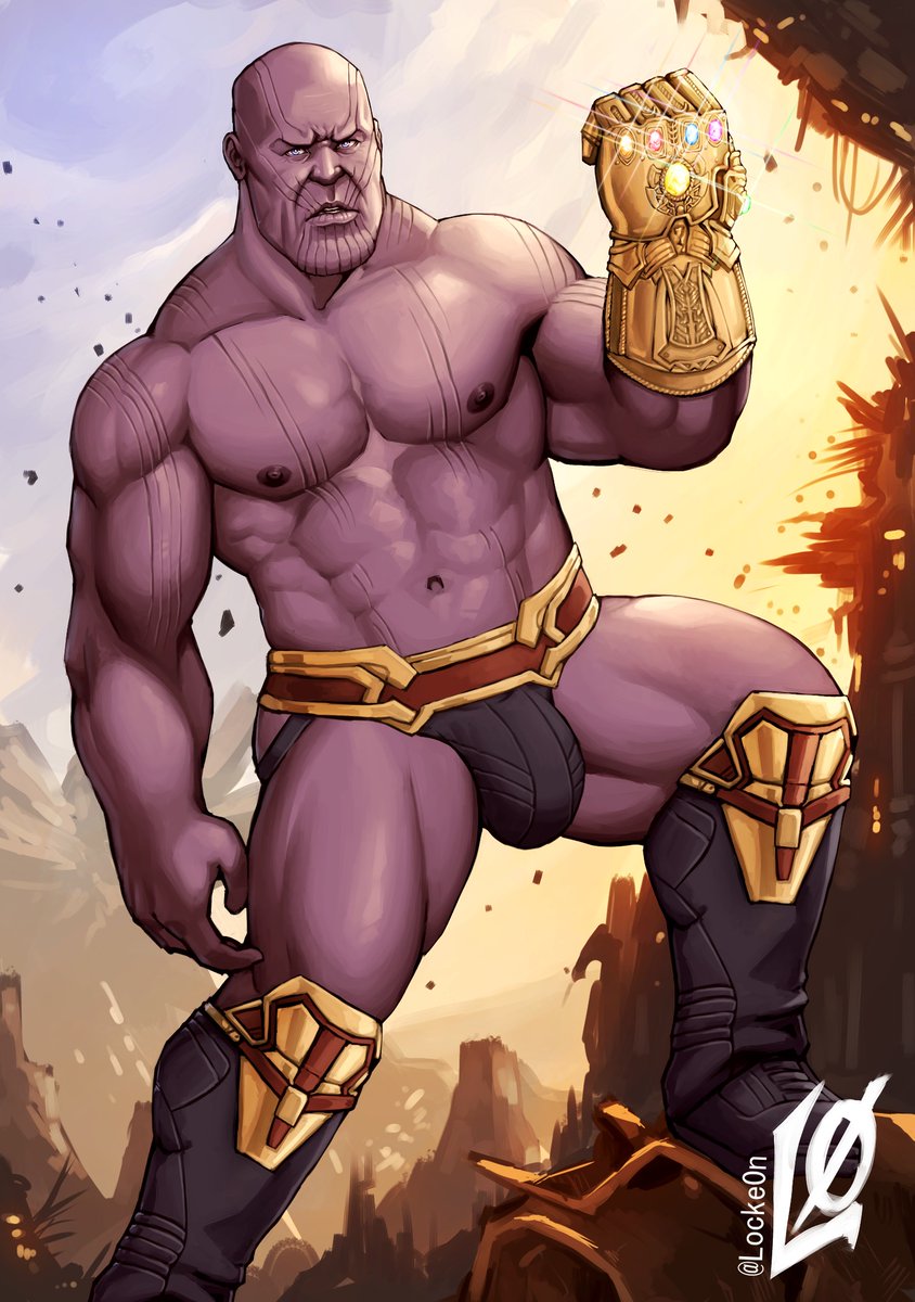 balls bara bulge gay infinity_gauntlet locke0n male male_only marvel muscles muscular penis purple_body purple_skin solo solo_male thanos