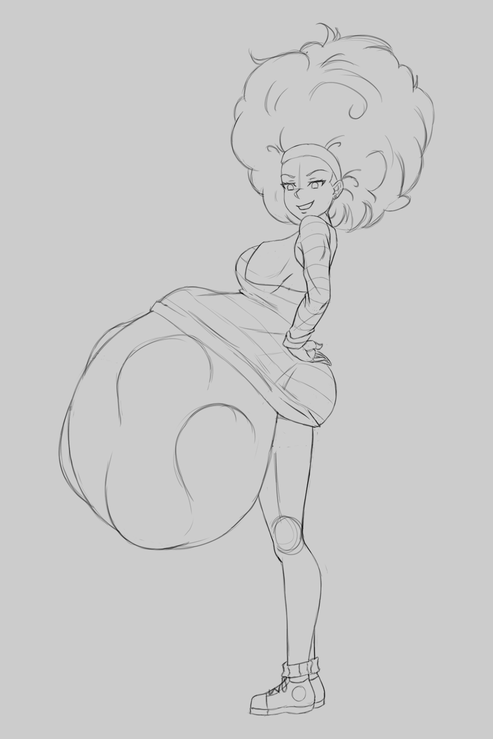 afro belly belly_bulge big_belly big_breasts breasts bulma_(afro) bulma_briefs dragon_ball dragon_ball_z female knightgoose same_size_vore vore