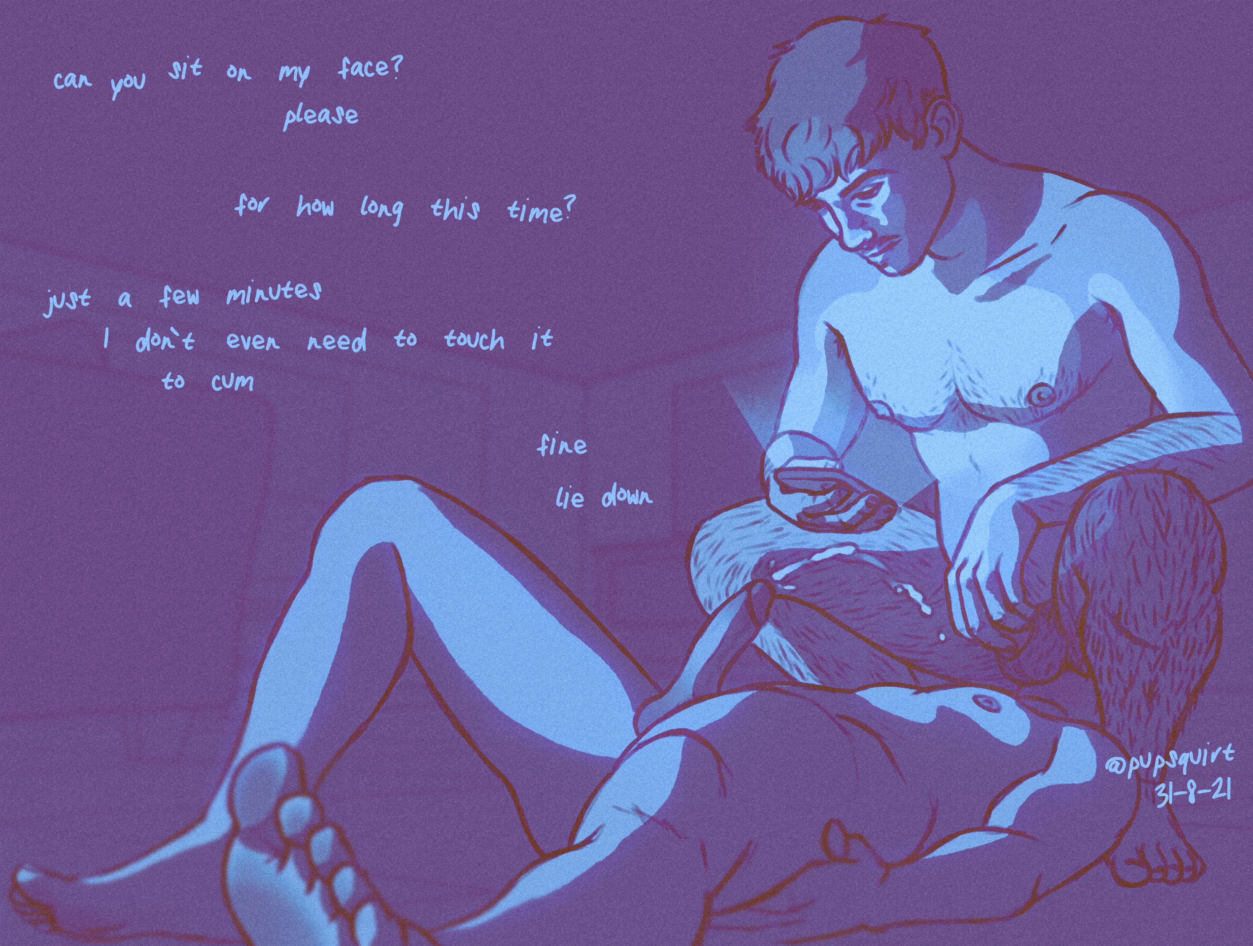2boys, anilingus, cum, face sitting, facesitting, gay, gay domination, gay male, handsfree ejaculation, male, male anilingus, pupsquirt, rimjob, rimming, yaoi