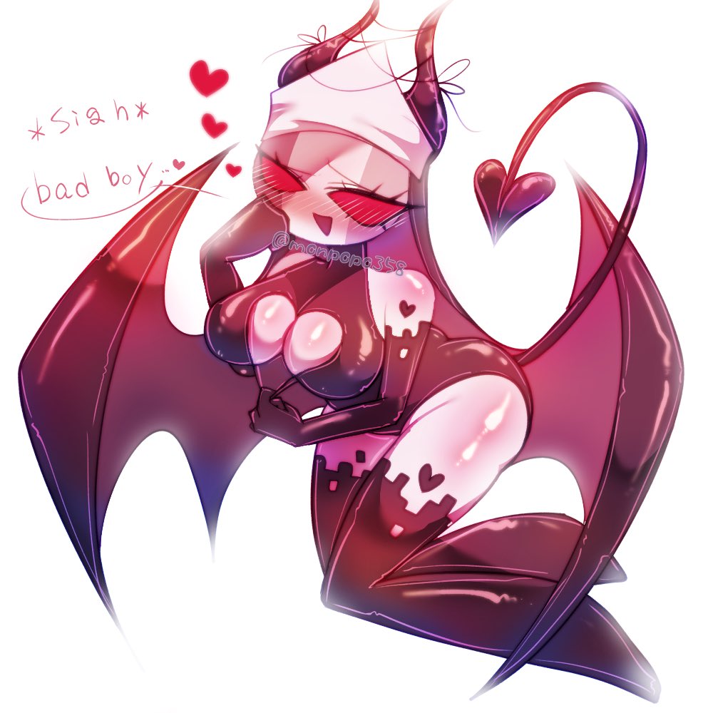 1:1 1girls blush blush_lines boob_window demon demon_girl demon_tail demon_wings friday_night_funkin heart hearts_around_head medium_breasts monpopo358 nun_hat red_eyes sarvente_(dokki.doodlez) shiny_skin simple_background succubus tall_boots thighhighs