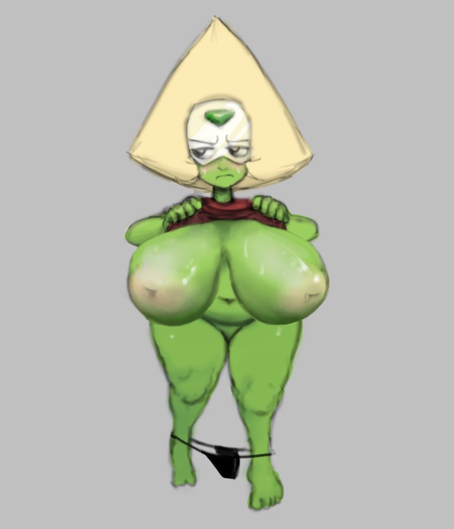 1girls, breasts, cartoon network, chompsky, female, gem (species), huge breasts, panties, peridot (steven universe), puffy nipples, shortstack, steven universe, thighs