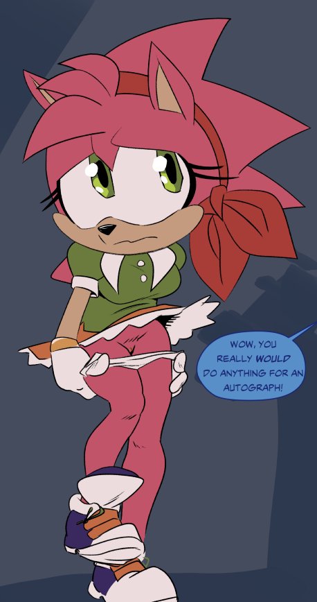 amy_rose classic_amy_rose female furry nervous_face nic-os panties_down pussy sega shirt shoes skirt sonic_(series) sonic_the_hedgehog_(series) speech_bubble