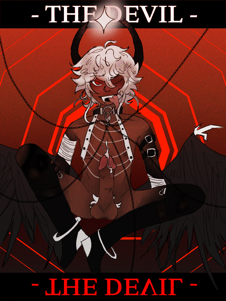 black_arms black_collar black_horns black_legs chains collar cum demon ghost_and_pals horns james_vela male male_only penis red_eyes tan_skin team_6x111 to_hell_and_back vane_lily white_hair