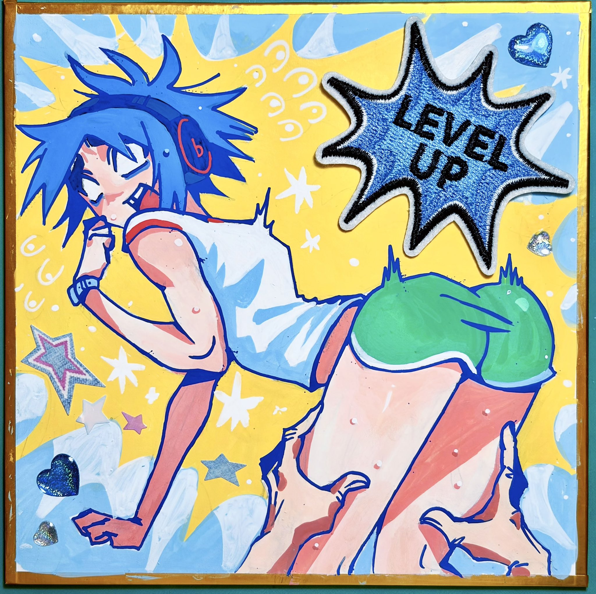 2d (gorillaz), 2d (humility), ass, ass focus, ass up, fully clothed, fully clothed male, gorillaz, male only, nervous, nervous male, nonbinary, nonbinary (lore), suggestive, suggestive gesture, suggestive pose, suprised, suprised look, touching thigh