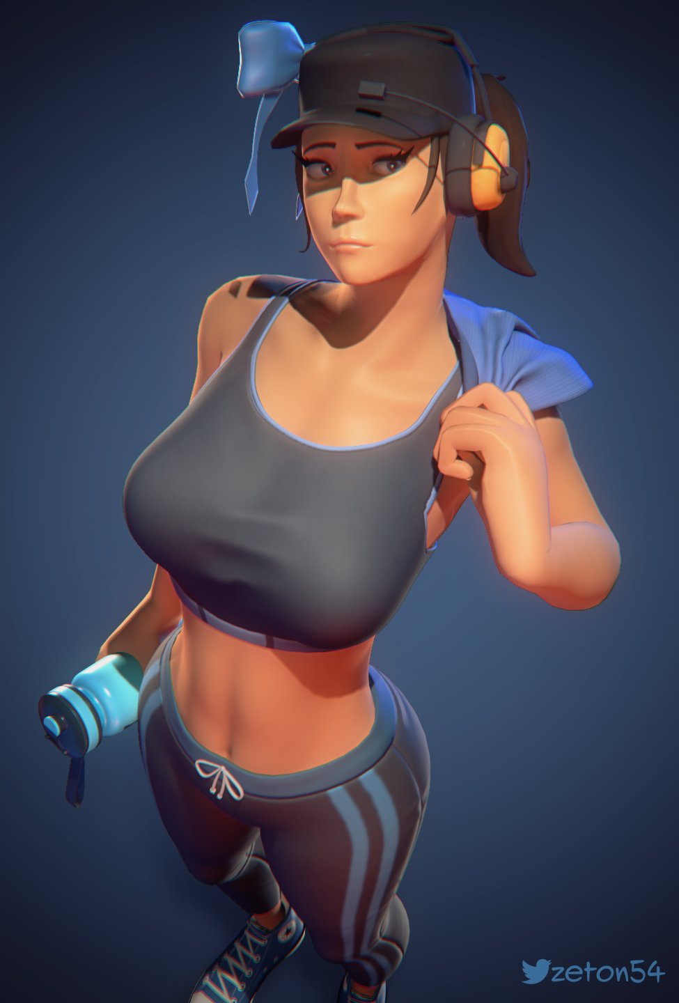 1girls, alternate version available, fat ass, female, female only, femscout, gym uniform, sfm, solo, source filmmaker, team fortress 2, yoga, yoga pants, zeton54