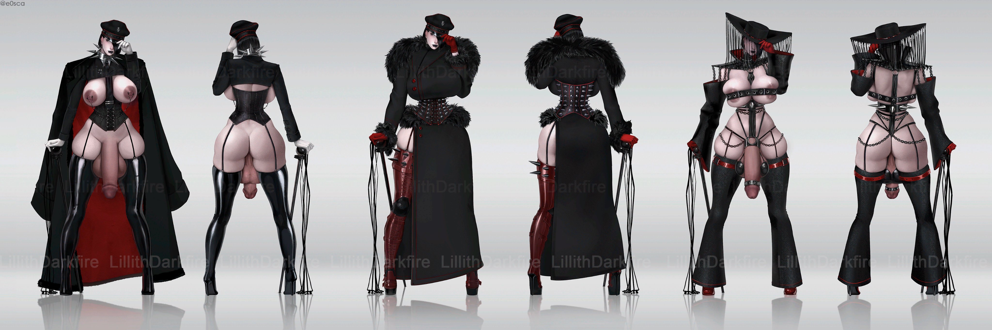 balls bra, corset, e0sca, futanari, huge ass, huge breasts, huge cock, hyper penis, model sheet, tagme