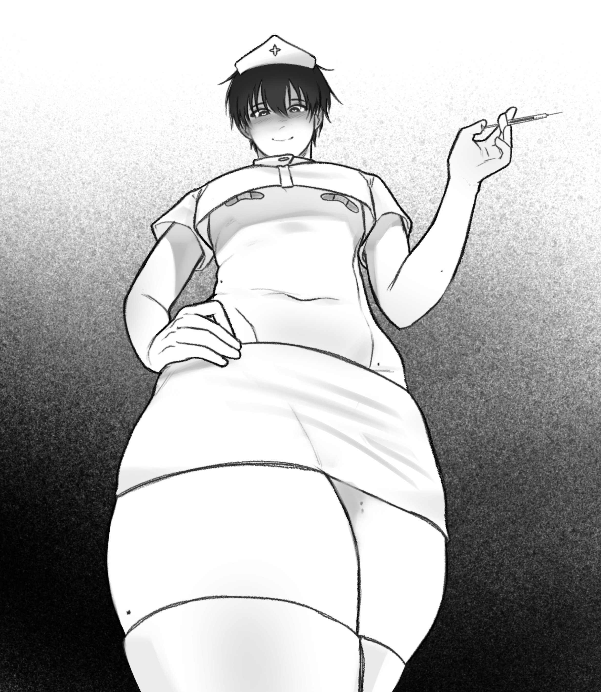 1cuntboy, black hair, blue lock, brat, cuntboy, cute expression, cute face, femboy, heart eyes, heart-shaped pupils, huge thighs, isagi yoichi, nurse, nurse uniform, small waist, snagouge, wide hips