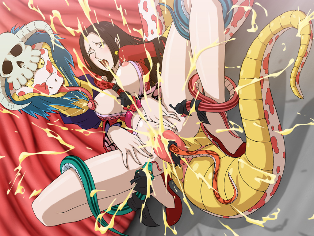 animal boa_hancock breasts double_vaginal female female_focus long_hair nipples one_piece peeing salome_(one_piece) snake snake_bestiality zooerastia zoophilia