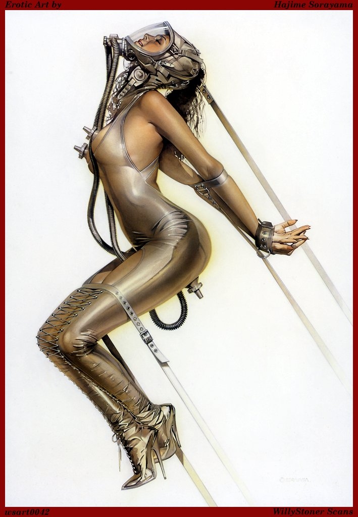 bodysuit bondage female gas_mask hajime_sorayama solo technofilia