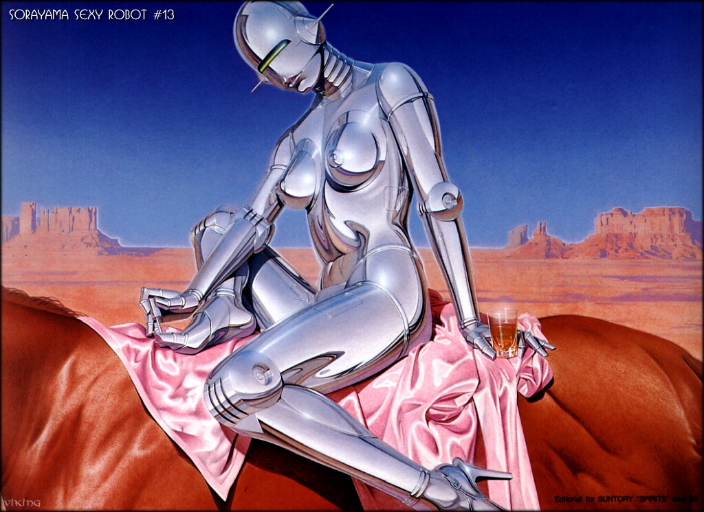 equine female hajime_sorayama horse nail_polish nude pinup robot sexy_robot_(hajime_sorayama) shiny solo technofilia