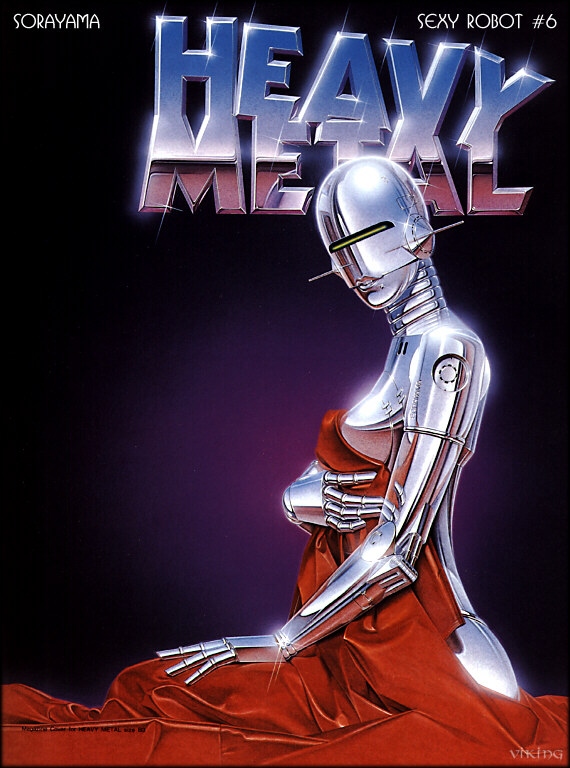 aerosmith female hajime_sorayama heavy_metal just_push_play pinup robot sexy_robot_(hajime_sorayama) shiny skimpy solo technofilia