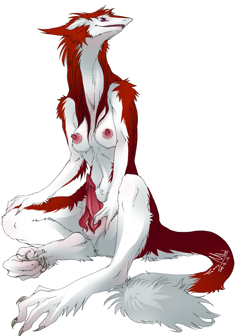 anthro breasts digitigrade erect_nipples erection fingering furry futanari herm intersex long_neck masturbation nude penetration penis prehensile_clitoral_hood pussy sergal sitting solo spread_legs spreading trancy_mick vaginal_penetration