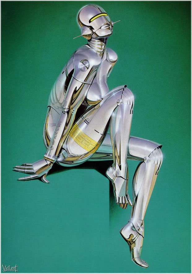 female hajime_sorayama nude pinup robot sexy_robot_(hajime_sorayama) shiny solo technofilia