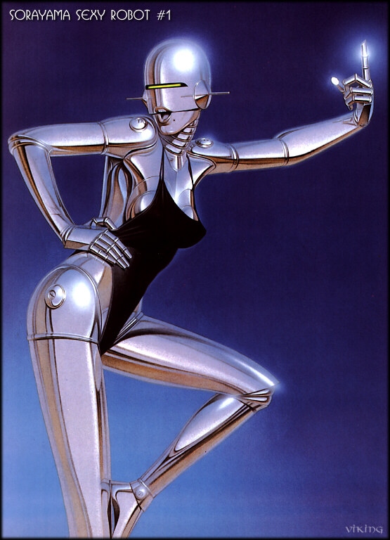 bikini female hajime_sorayama robot sassy sexy_robot_(hajime_sorayama) shiny skimpy solo technofilia