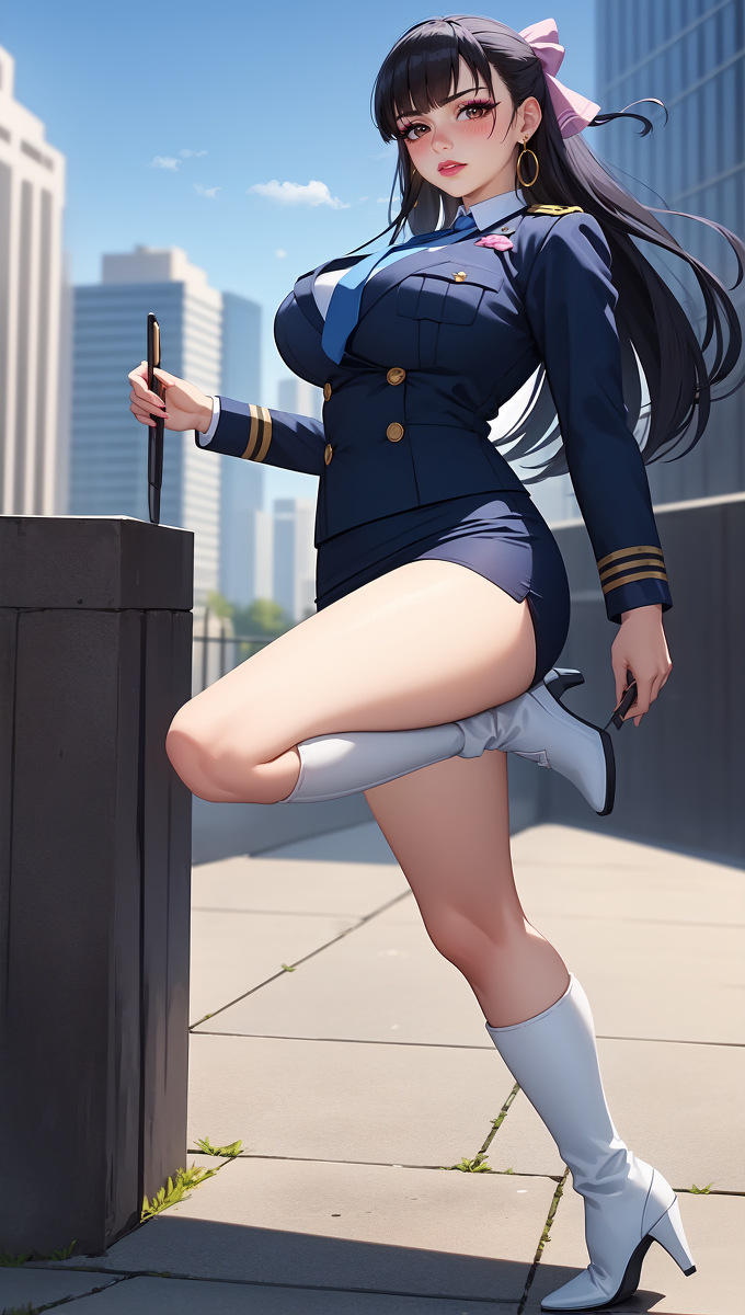 2d agatha_(kamyla) ai_generated kamyla mature_female panties police police_uniform policewoman short_skirt stable_diffusion