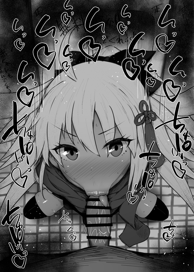 :>=, 2boys, ahoge, bar censor, big penis, black and white, blowjob, blush, breasts, censored, dark skin, dark-skinned male, detailed background, drooling, eyelashes, fate (series), fate/grand order, fellatio, femboy, hair ornament, heart, human, indoor, inside, kurotama, long hair, looking at viewer, male, male only, male pov, oral, oral sex, penis, rengoku (fate), room, saliva, scarf, shiny, shiny skin, sketch, small breasts, sound effects, squatting, sweat, text, tongue, tongue out, trap, vein, veins, veiny, veiny penis, very long hair, yaoi