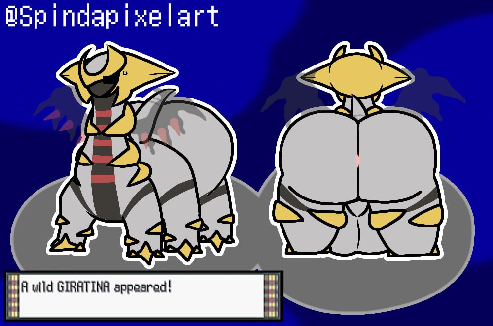 2021 6_legs altered_forme_giratina anus ass axoarts backsack balls barely_visible_anus big_balls big_butt black_body blue_background bodily_fluids feral front_view gameplay_mechanics generation_4_pokemon genitals giratina grey_body gui huge_balls huge_butt legendary_pokemon male multi_leg multi_limb multitoned_body nintendo nude pokemon pokemon_(species) rear_view simple_background solo spindapixelart standing sweat sweatdrop video_games