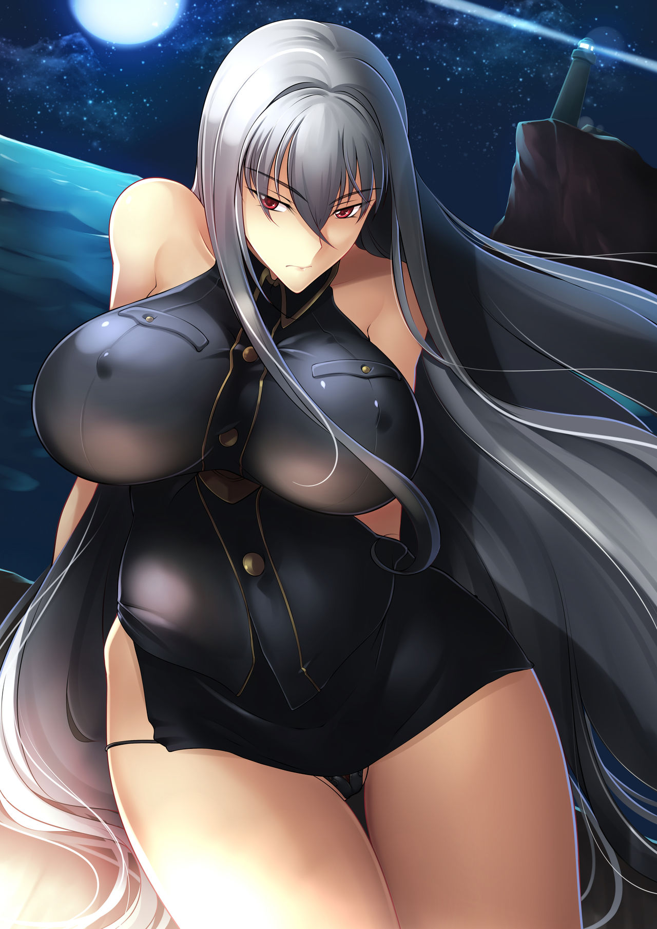 1girls big_breasts breasts haganef huge_breasts large_breasts long_hair restrained selvaria_bles solo valkyria_chronicles