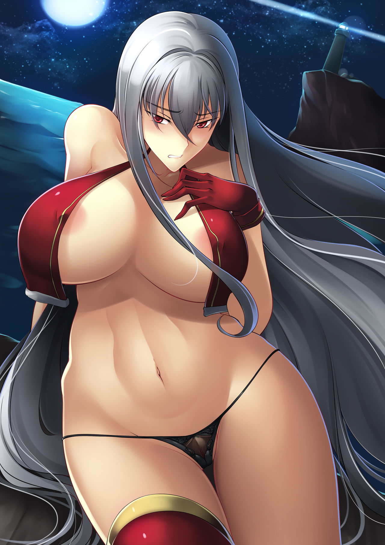 1girls big_breasts breasts haganef huge_breasts large_breasts long_hair restrained selvaria_bles solo valkyria_chronicles