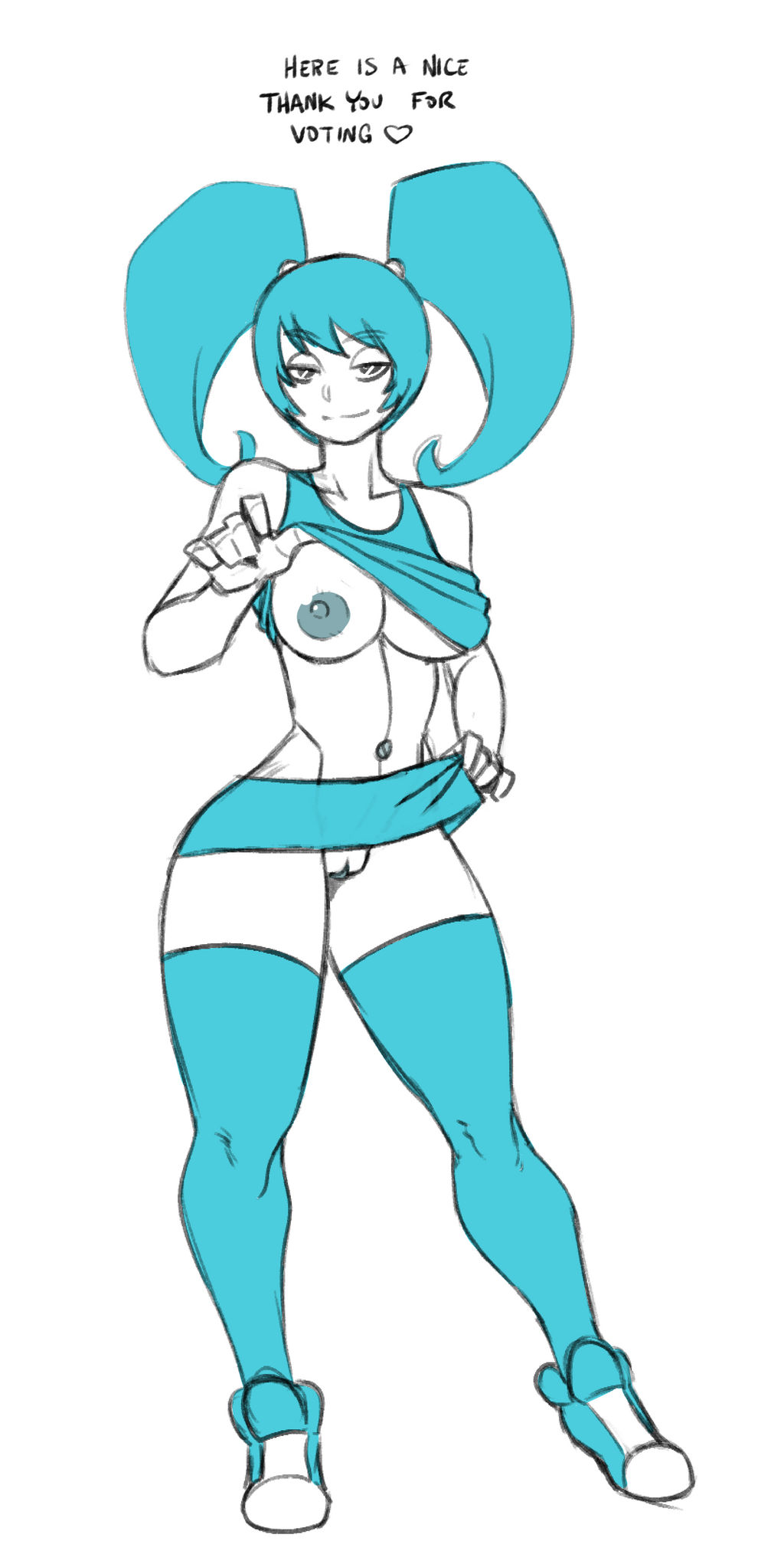 1girls, big boobs, big breasts, blue hair, blue legwear, blue nipples, blue pussy, blue skirt, blue vagina, boobs, breasts, darkeros13, female, female only, jenny wakeman, legwear, my life as a teenage robot, nickelodeon, nipples, pussy, robot, robot girl, robot humanoid, simple background, skirt, skirt lift, solo, solo female, tits, twintails, vagina, white background, xj-9