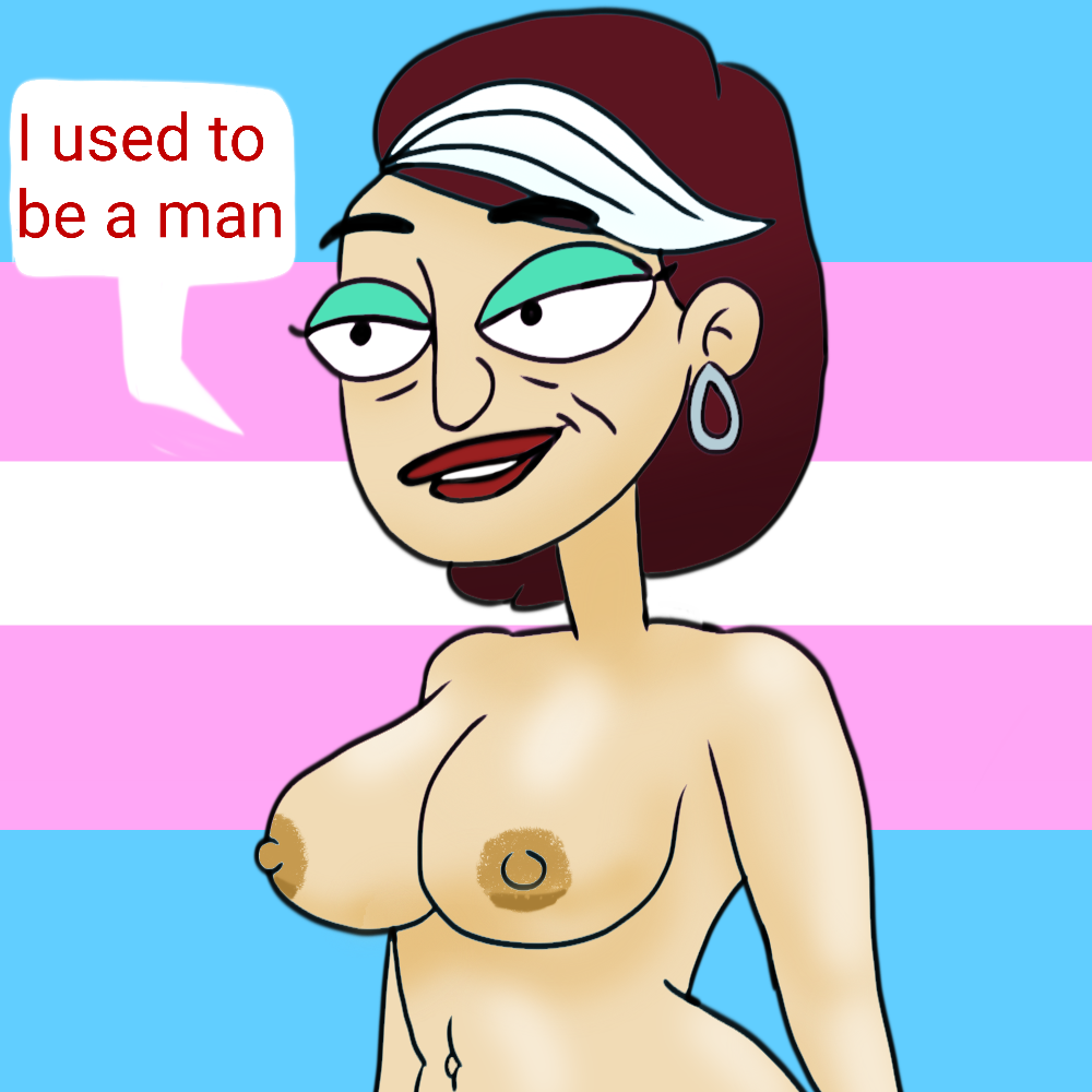 1girls big_nose fanart female fucken__art_(artist) fugget_about_it red_hair red_lipstick sally_monero solo trans_flag transgender_pride_colors