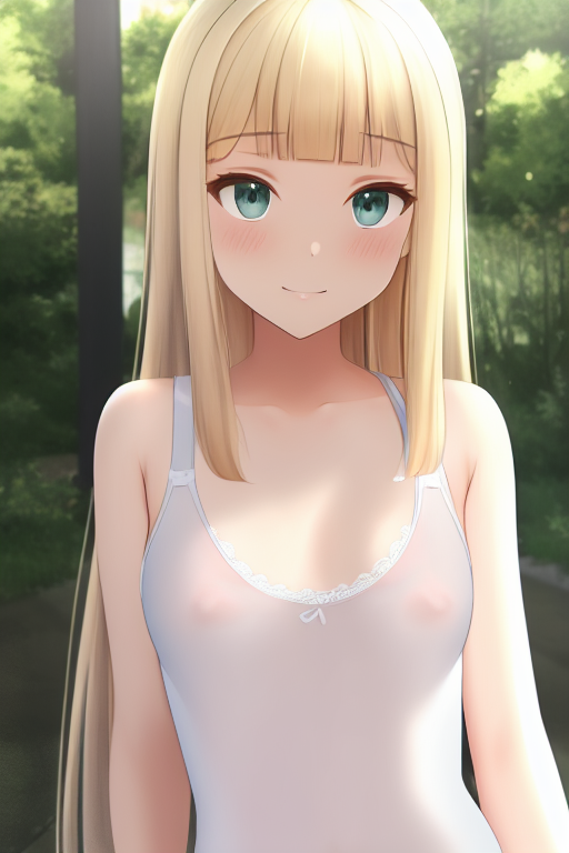 1girls, ai generated, blonde hair, eye contact, female, female focus, female only, game freak, green eyes, light skin, lillie (pokemon), long hair, looking at viewer, nai diffusion, nintendo, nipple bulge, nipples visible through clothing, pokemon, pokemon (game), pokemon sm, smile, solo, stable diffusion, standing, upper body