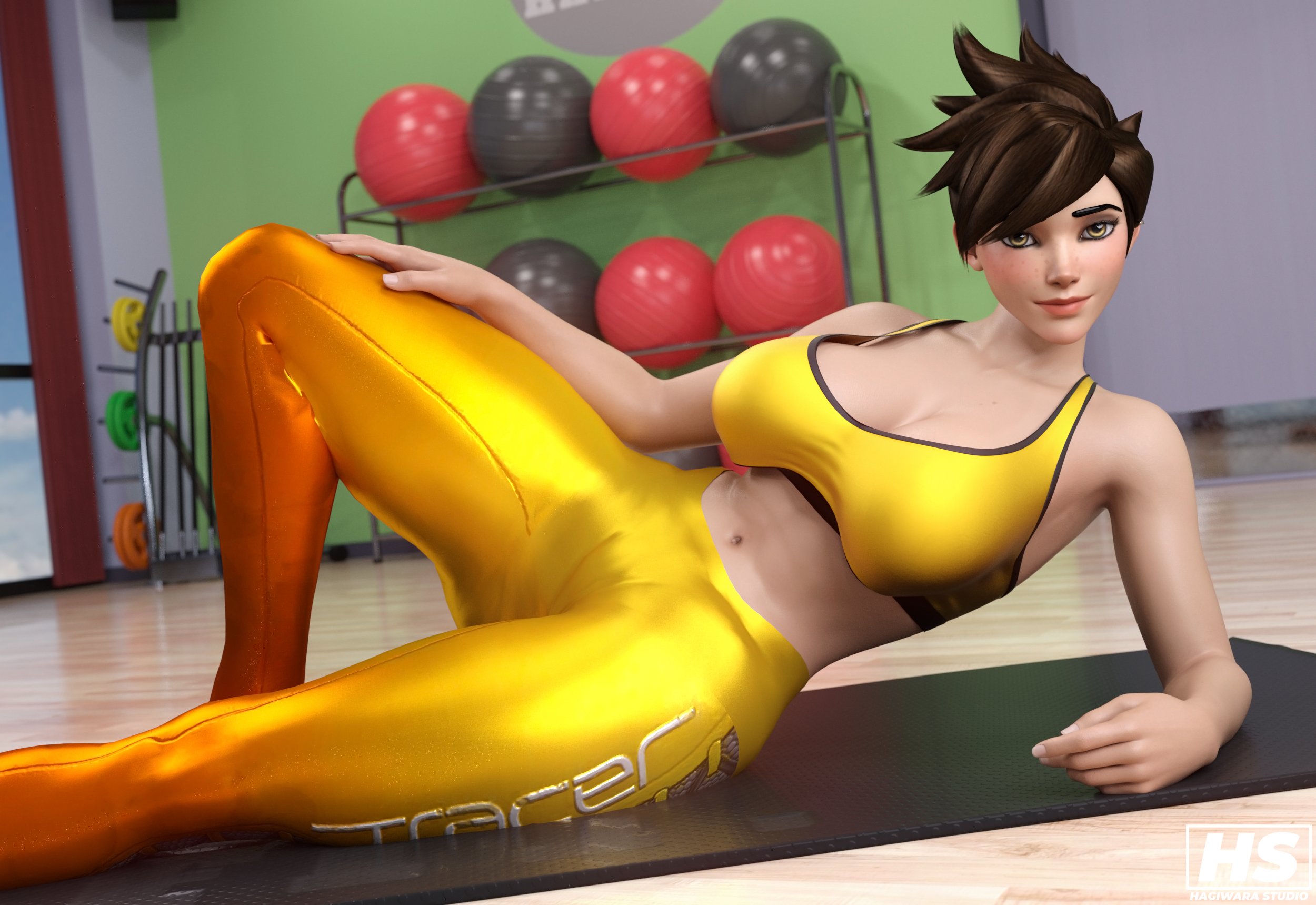 1girls, 3d, abs, big breasts, blizzard entertainment, breasts, cameltoe, cleavage, female, female only, hagiwara studio, muscular, muscular female, overwatch, pussy, solo female, sports bra, thick thighs, tracer, yoga mat, yoga pants