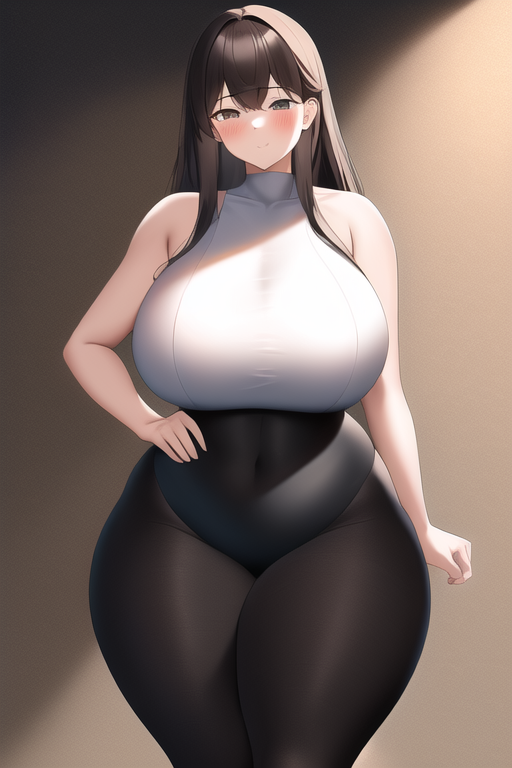 1girls, ai generated, black legwear, blush, breasts, brown eyes, brown hair, curvy, female, female only, huge breasts, leg grab, looking at viewer, looking pleasured, nai diffusion, office lady, original, original character, stable diffusion, thick thighs, thighs, thunder thighs, voluptuous, white shirt