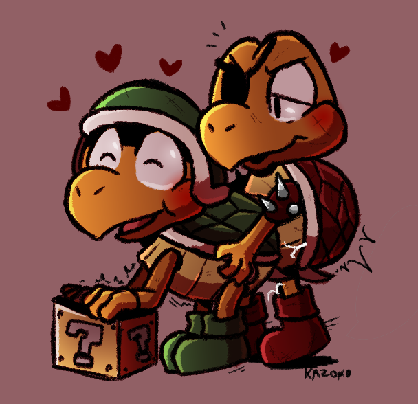 2boys 4_fingers anthro blush boots clothing duo eye_patch eyewear fingers footwear from_behind_position gay gay_sex green_koopa_troopa heart illumination_entertainment kazoko_(artist) koopa koopa_troopa male male/male male_only mario_(series) motion_lines nintendo question_mark red_koopa_troopa reptile scales scalie sex shell shoulder_guards smile super_mario_bros. super_mario_bros._(2023_film) super_mario_bros._(nes) turtle video_games yellow_body yellow_scales